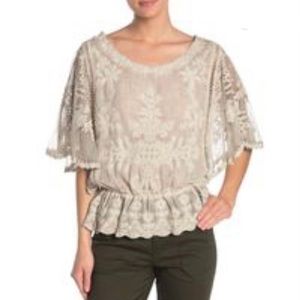 Democracy Lace Overlay Peplum Top